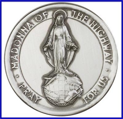 Visor Clip, Silver Oxide Finish, Our Lady of the Highway, 1-7/8", 41380