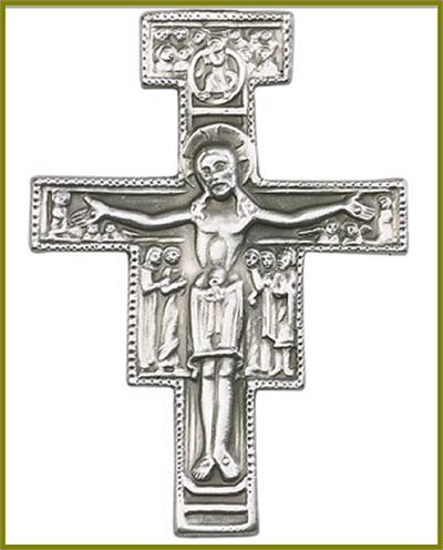 Visor Clip, Silver Oxide Finish, San Damiano Cross, 1-7/8" tall, 41381