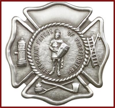 Visor Clip, Silver Oxide Finish, St. Florian / Firefighters, 1-3/4", # 41390