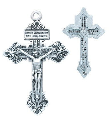 Sterling Silver Pardon Crucifix, 1-1/8", Your Choice of Chain, # 41611