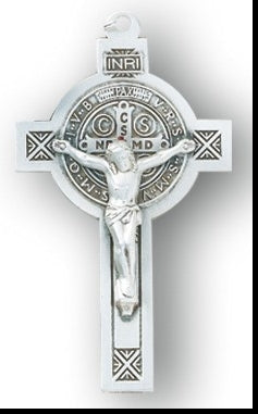 1.25" St. Benedict Crucifix, Sterling Silver, Your Choice of Chain, # 41613