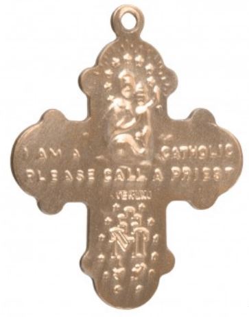 1-1/16" 16kt Gold over Sterling 4-Way Medal, Your Choice of Chain, # 41794