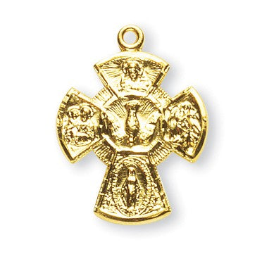 15/16" 16kt Gold over Sterling 4-Way Medal, Your Choice of Chain, # 41795