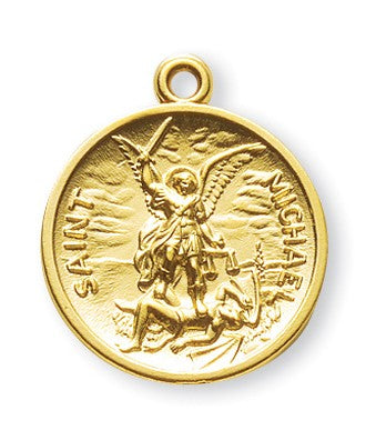 15/16" 16kt Gold over Sterling St. Michael Medal, Your Choice of Chain, # 41796