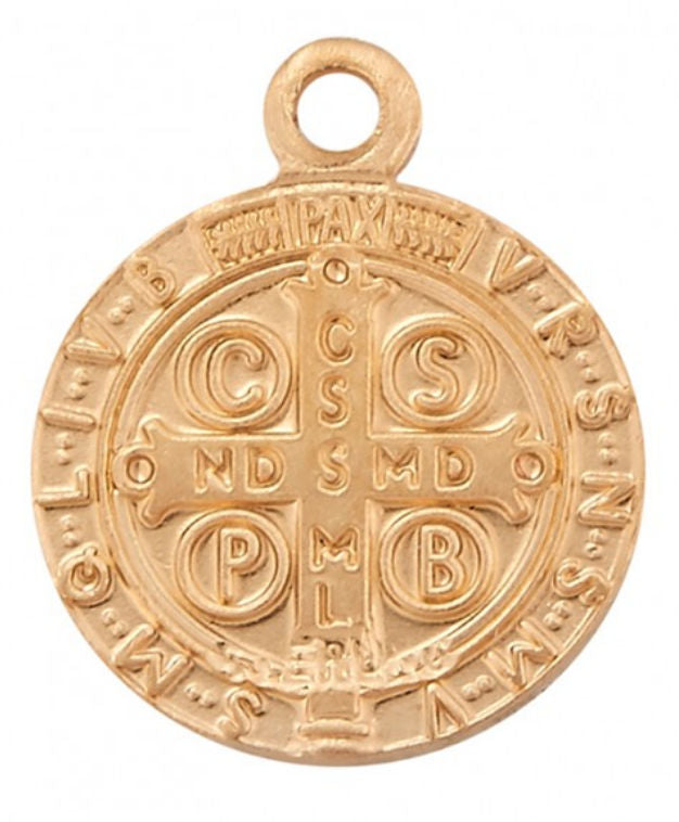 St. Benedict Medal, 16kt Gold over Sterling, 7/16" dia., Your Choice of Chain, # 41797