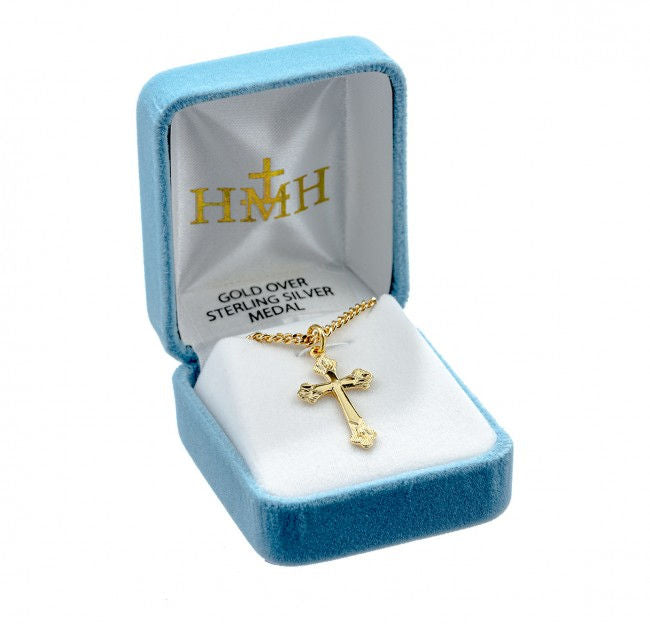 1" 16kt Gold over Sterling Silver Cross, Your Choice of Chain # 41800.