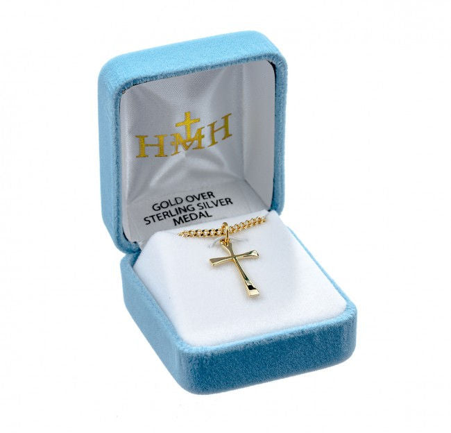 Cross, 7/8" 16kt Gold over Sterling Silver, Your Choice of Chain # 41801.