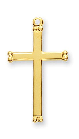 Cross, 1 1/8"  16kt Gold over Sterling Silver, Your Choice of Chain # 41802.