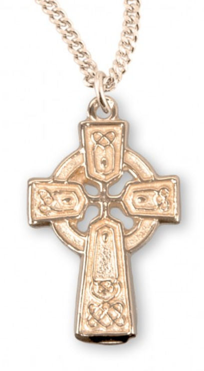 Celtic Cross, 1/2" 16Kt Gold over Sterling, Your Choice of Chain # 41803|