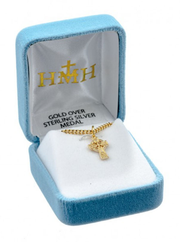 Celtic Cross, 1/2" 16Kt Gold over Sterling, Your Choice of Chain # 41803.