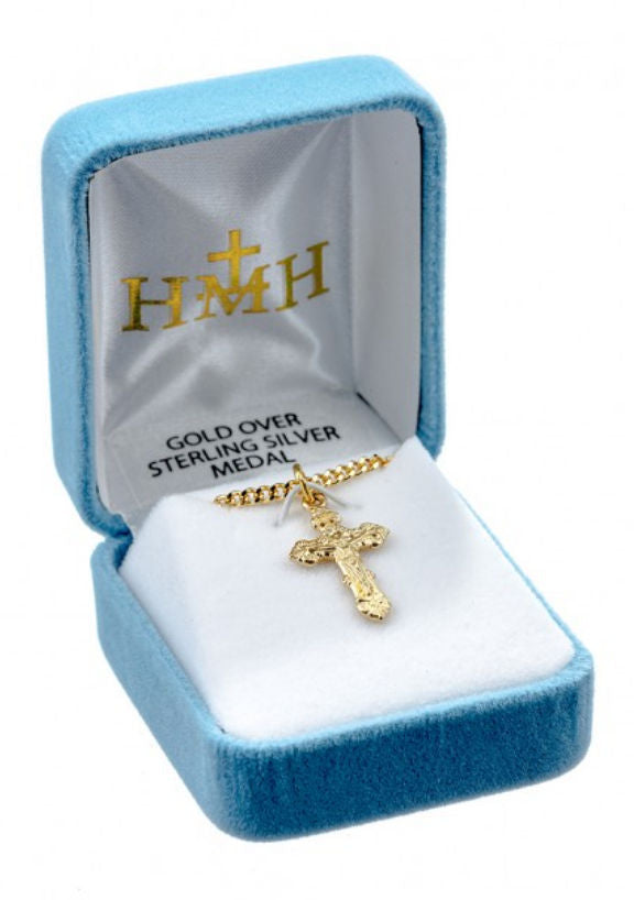 Crucifix, 7/8", 16kt Gold over Sterling, Your Choice of Chain, # 41806