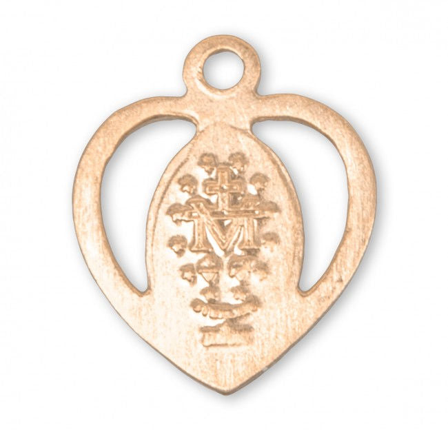 Heart Miraculous Medal, 7/16", 16kt Gold over Sterling, Your Choice of Chain # 41808.