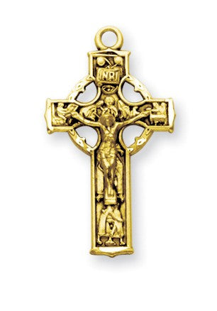 Celtic Crucifix, 1" 14Kt. Gold Over Sterling, Your Choice of Chain # 41818.