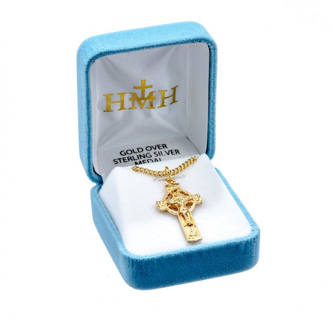 Celtic Crucifix, 1" 16Kt Gold over Sterling, Your Choice of Chain # 41818.