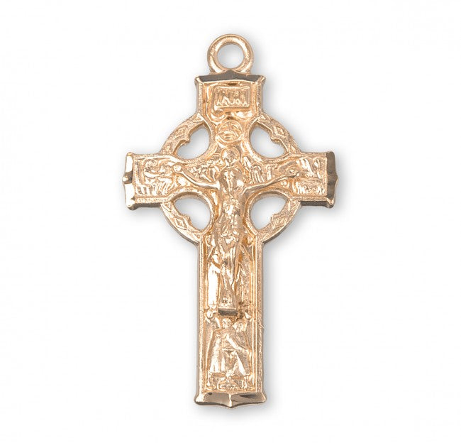 Celtic Crucifix, 1" 16Kt Gold over Sterling, Your Choice of Chain # 41818.