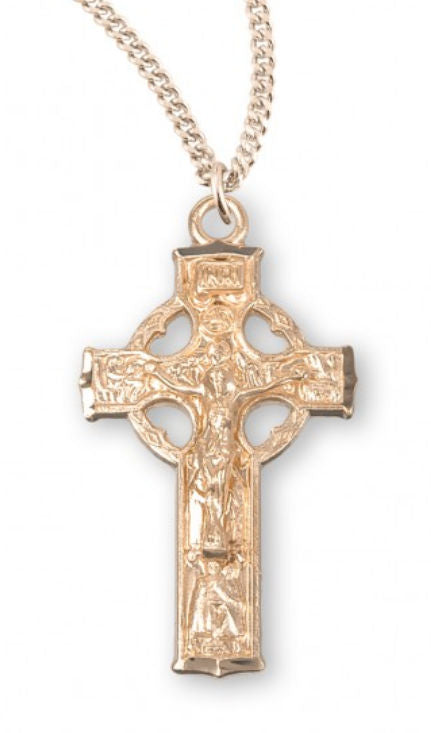 Celtic Crucifix, 1" 16Kt Gold over Sterling, Your Choice of Chain # 41818||