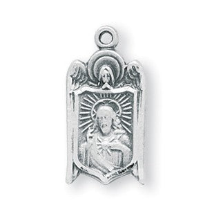 Scapular Medal, 3/4" Sterling Silver, Your Choice of Chain # 41837.