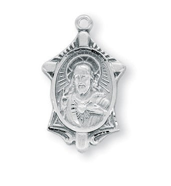 Scapular Medal, 3/4" Sterling Silver, Your Choice of Chain # 41838.