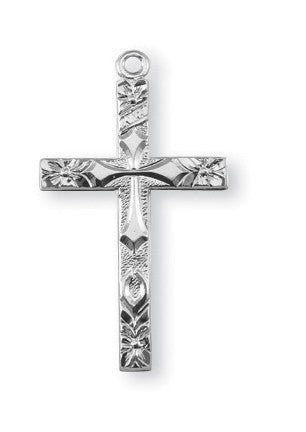 1" Sterling Silver Cross, Your choice of Chain # 41875