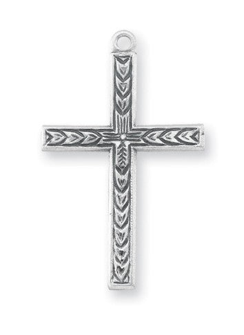 Sterling Silver Cross, 7/8", Your choice of Chain # 41877