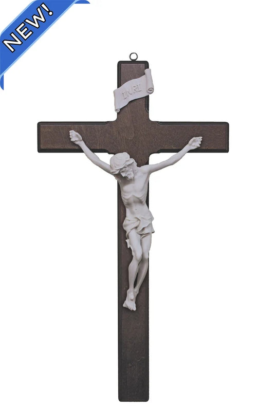 Birch wood Crucifix with alabaster & resin Corpus 25.5" # 4255