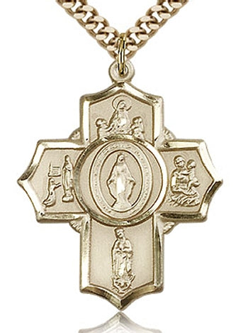 Apparitions Five - Way Medal 1-1/8" 14kt Gold Filled, your choice of chain # 43450