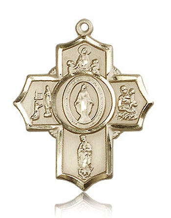 Apparitions Five - Way Medal 1-1/8" Solid 14kt Gold, Free Chain, # 43451