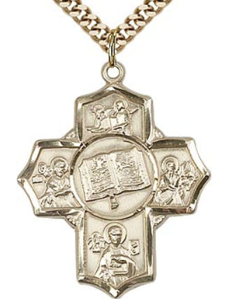 Gospel Five - Way Medal 1-3/16" 14kt Gold Filled, your choice of chain # 43466