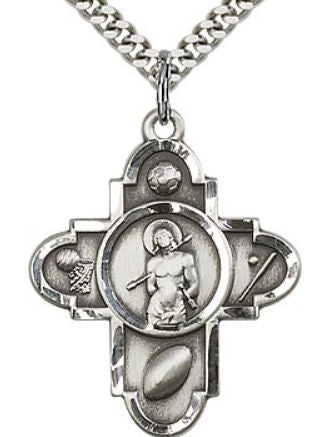1" Sebastian Sport 5-Way Medal Sterling Silver, your choice of chain # 43475
