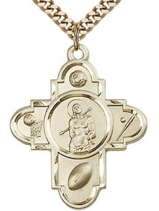 1-1/8" Sebastian Sport 5-Way Medal 14kt Gold Filled, your choice of chain # 43476