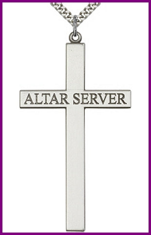 Altar Server Cross Necklace 2.5" Sterling, your choice of Chain # 43479