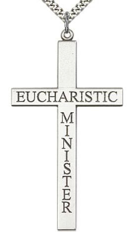 Eucharistic Minister Cross Necklace 2.5" Sterling, Your Choice of Chain # 43482