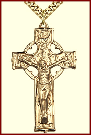 1-1/2" Celtic Crucifix 14kt Gold Filled, Your Choice of Chain, # 43514