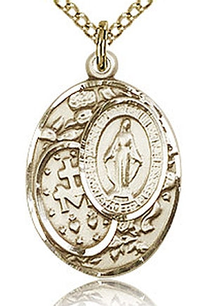 3/4" Single-Sided Miraculous Medal in 14kt Gold Filled, Your Choice of Chain # 43516