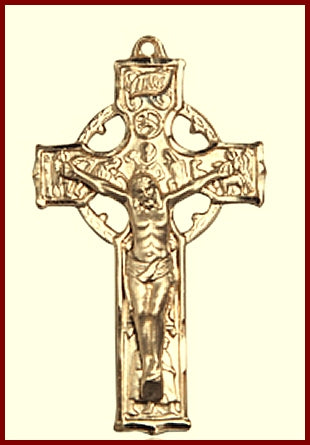 1-1/2" Celtic Crucifix in Solid 14kt Gold, Free Chain, # 43527