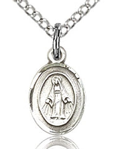Double Border 3/8" Miraculous Medal, Sterling Silver, your choice of chain, # 43600