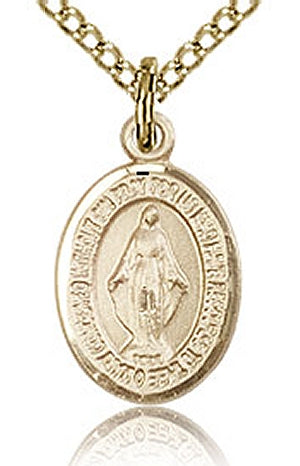 Traditional Miraculous Medal 1/2" Gold Filled, your choice of chain # 43618