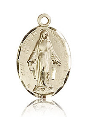 Miraculous, Oval, Dbl Row, 5/8", Solid 14kt Gold, Free Chain, # 43642
