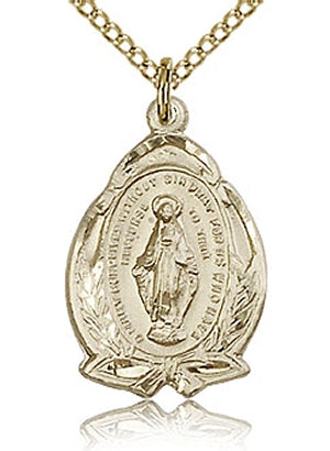 3/4" Miraculous Medal Ornate 14kt Gold Filled, Your choice of chain, # 43657