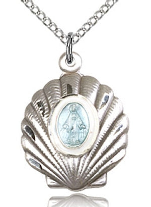 Miraculous Shell Necklace 3/4" Sterling Silver, your choice of chain, # 43665