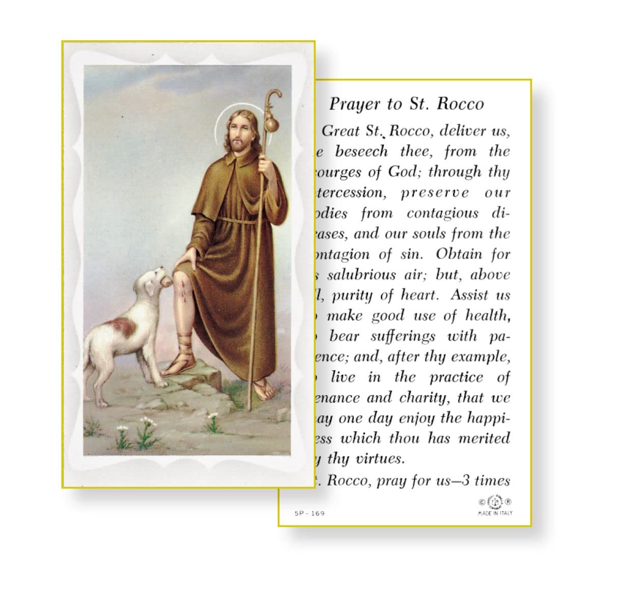 SAINT ROCCO Paper Holy Cards, 2"x4", 100-pack, # 5875