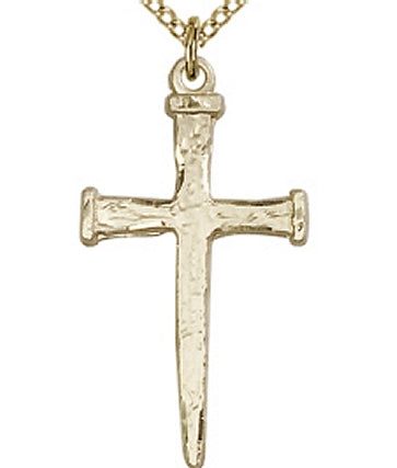 1-1/8" 14kt Gold Filled, Nail Cross, your choice of chain, # 43703