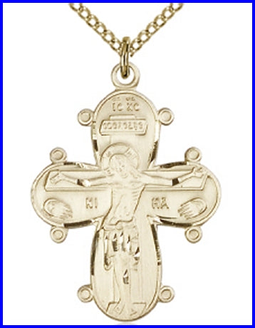 Christine Cross 14kt Gold Filled, 1-1/8", your choice of chain, # 43713