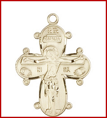 Christine Cross Solid 14kt Gold, 1-1/8", Free Chain, # 43714