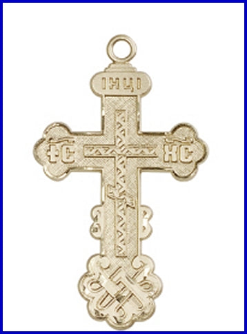 Kiev Cross, 1-1/2", Solid 14kt Gold, Free Chain, # 43717