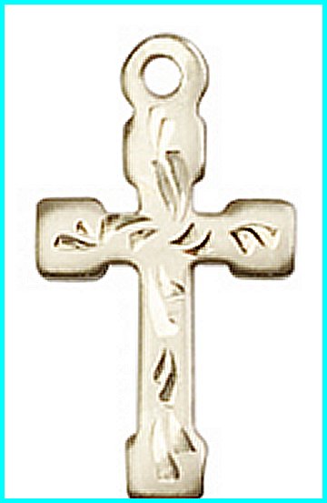 Solid 18kt Gold Cross, 5/8", Free Chain, # 43733