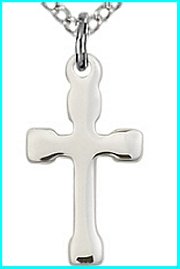 Sterling Silver Cross, 5/8",Your Choice of Chain, # 43734