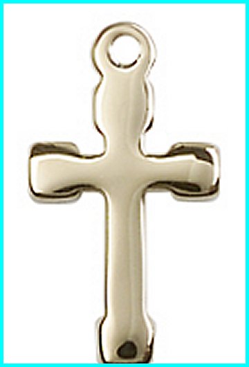Solid 14kt Gold Cross, 5/8", Free Chain, # 43736