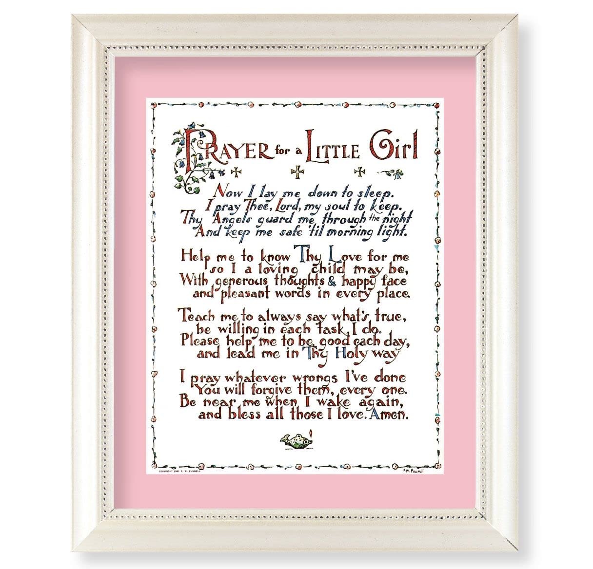 Prayer for a Baby Girl Picture, Pearlized White 9-1/2"x11-1/2 Frame, Beaded Lip, Under Glass # 28106