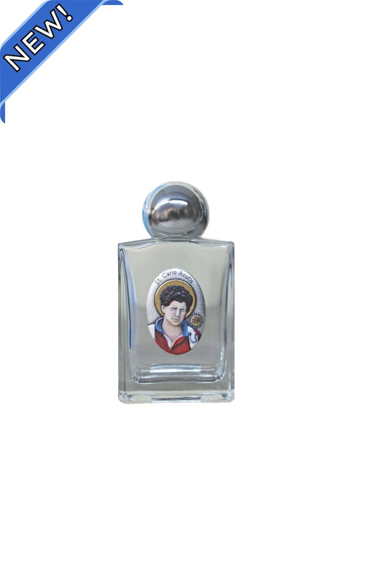 Carlo Acutis glass holy water bottle, 1.75x2.25", 3-count value pack, # 4407